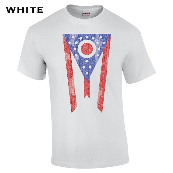 Ohio Flag Buckeye State Pride Columbus Cleveland Cincinnati Akron Mens T-shirt