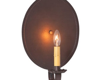 Round Crimped Electric Tin Sconce in Kettle Black