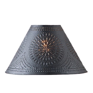 12'' ,15'' ,17'' Flared Punched Tin Lamp Shade with Chisel in Textured Black, Hand Made