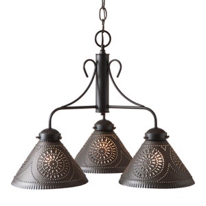 Barrington Chandelier in Black , Punched tin , kitchen /dining room Lighting