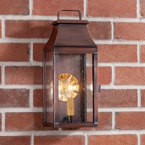 Valley Forge Outdoor Wall Light in Solid Antique Copper  or Brass  - 1 Light