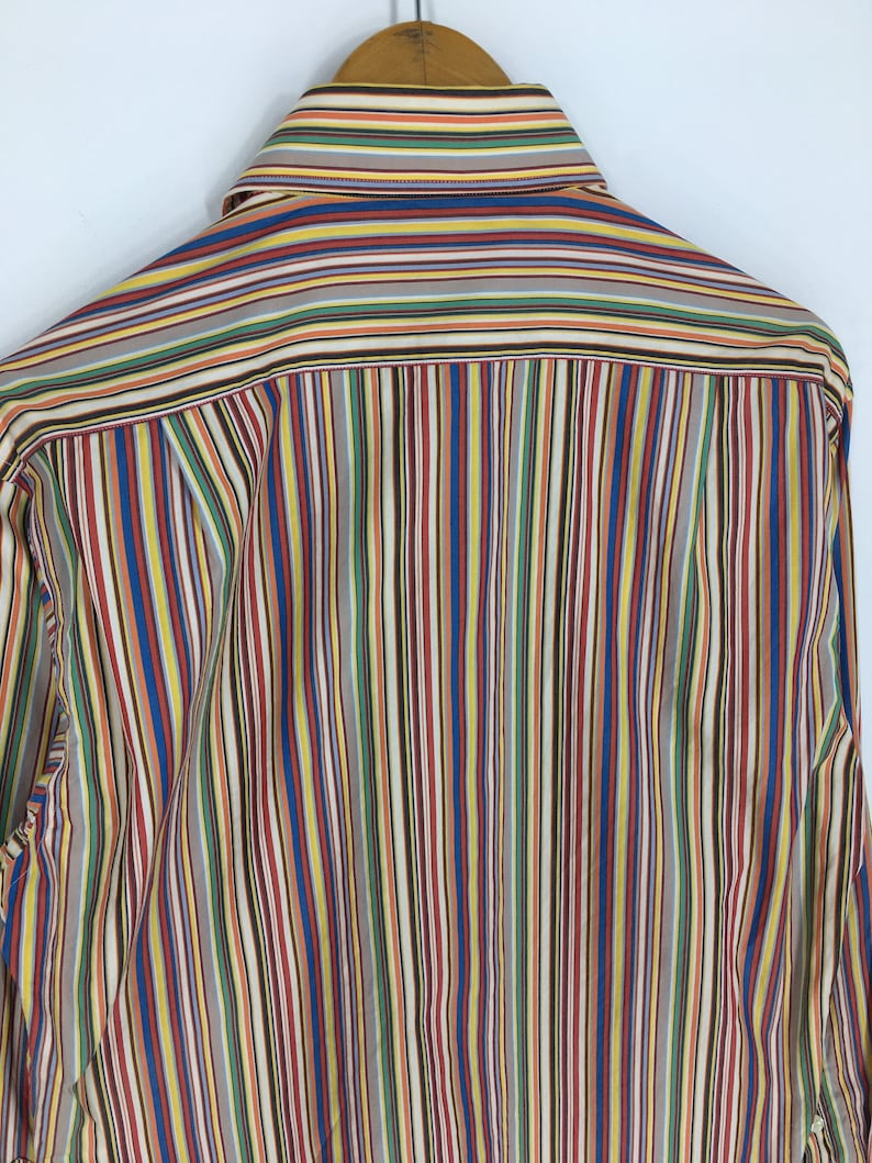 Vintage Paul Smith London Striped Multicolor Oxfords Medium Paul Smith Flannel Button Down Border Stripes Oxfords Size M