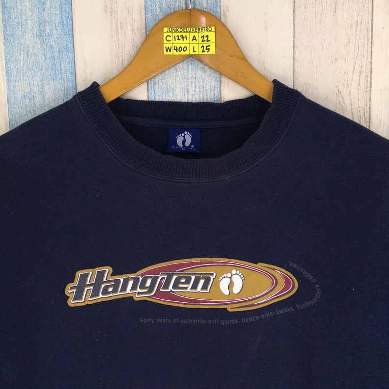 HANG TEN Sweatshirt Large Men Black Vintage 80/'s Jumper Crewneck Surfer Hawaiian Pipeline Aloha Da Hui Surfing Sweater Jumper Size L