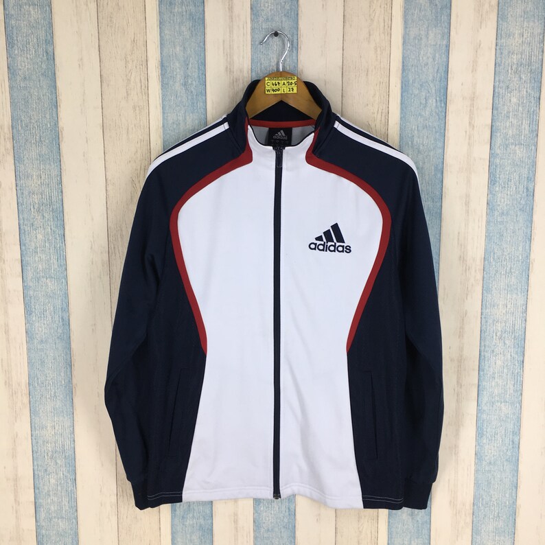 Vintage 90er Jahre Adidas drei Streifen rot Trainer Jacke Vintage 90er Jahre Adidas drei Streifen rot Trainer Jacke