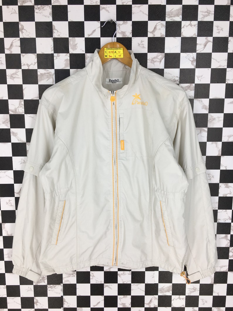 PARADISO Light Jacket Medium Women Vintage Surfing Hang Ten Usa Pipeline Aloha Surfer Gray Windbreaker Size M