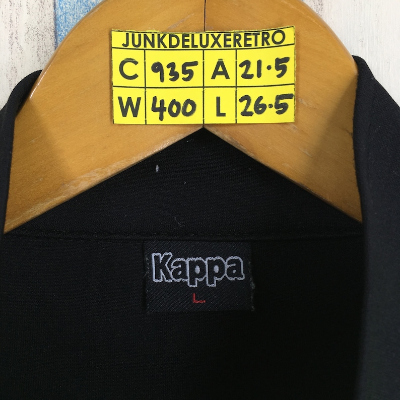 KAPPA WINDBREAKER Jacket Large Vintage 90/'s Kappa Italia Track Top Sportswear Kappa Trainer Sport Windrunner Black Jacket Size L