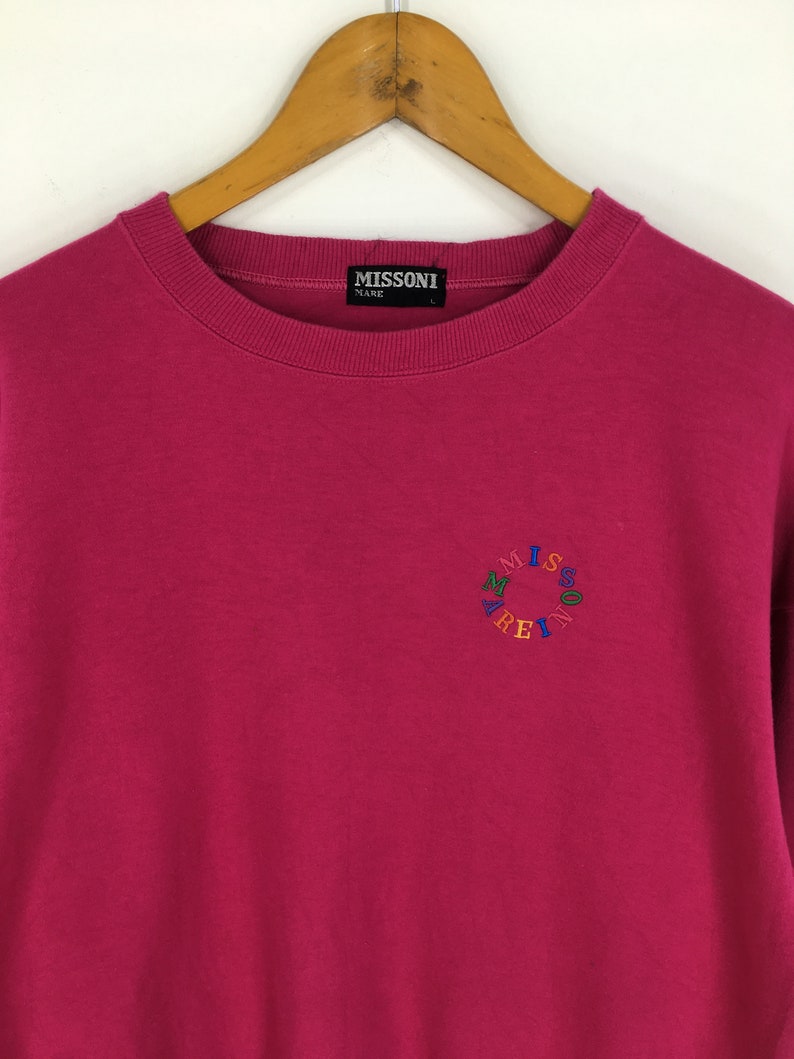 Vintage 90/'s Missoni Sports Sweaters Pink Women Large Missoni Mare Italia Neon Spell Out Sweatshirt Sportswear Missoni Jumper Size L