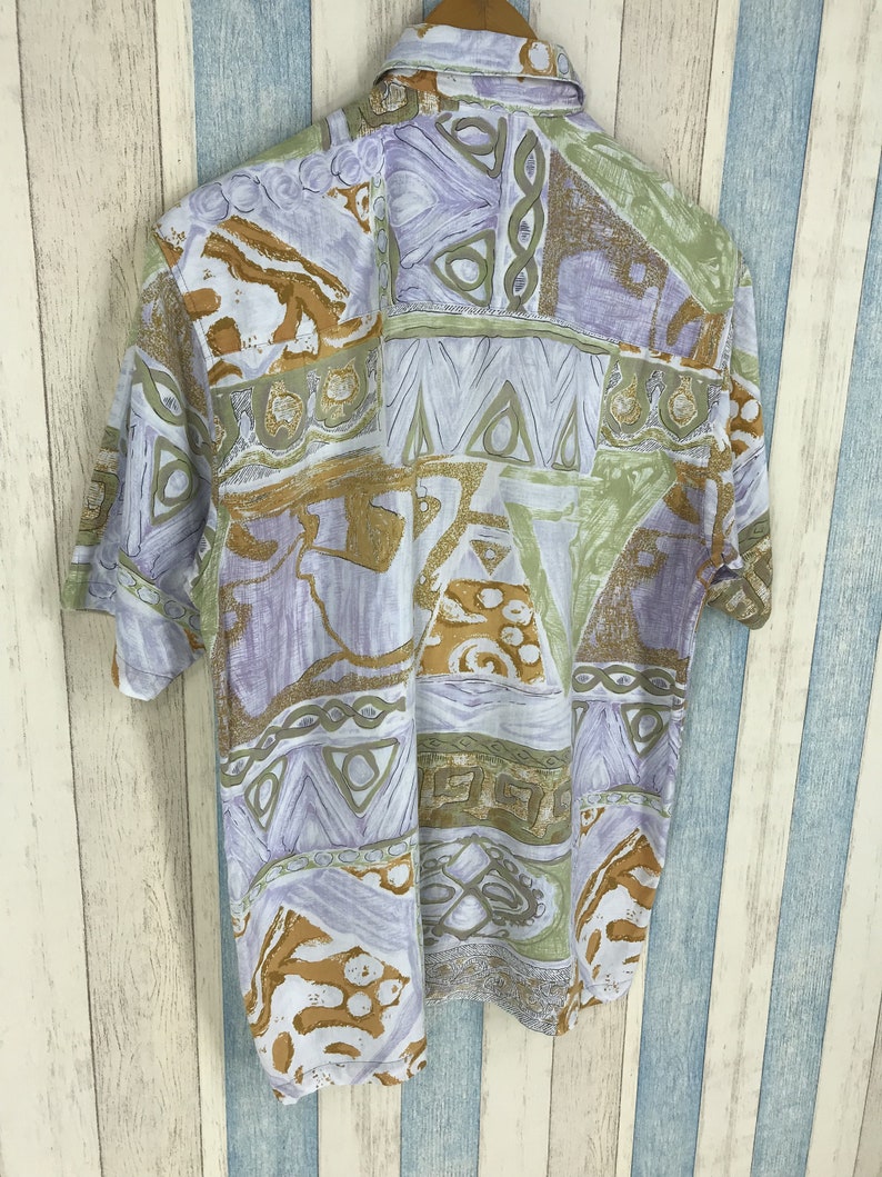 ARAMIS Cotton Shirt Abstract Medium Vintage 90s Multicolour Psychedelic Pop Art Oxfords Buttondown Flannel Size M