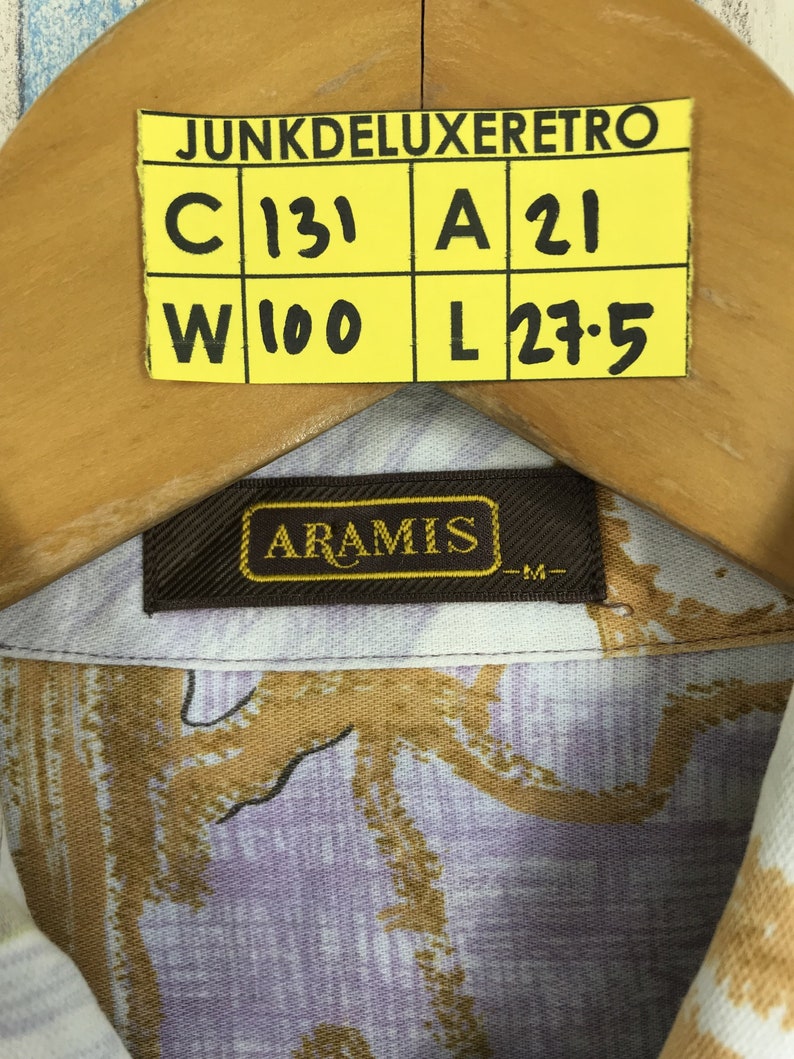 ARAMIS Cotton Shirt Abstract Medium Vintage 90s Multicolour Psychedelic Pop Art Oxfords Buttondown Flannel Size M
