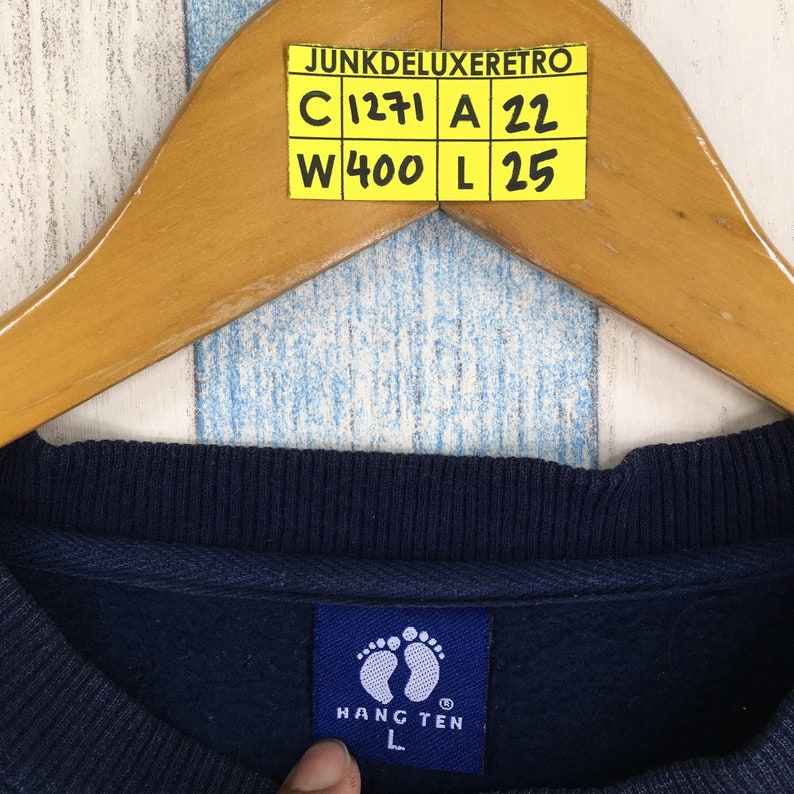 HANG TEN Sweatshirt Large Men Black Vintage 80/'s Jumper Crewneck Surfer Hawaiian Pipeline Aloha Da Hui Surfing Sweater Jumper Size L