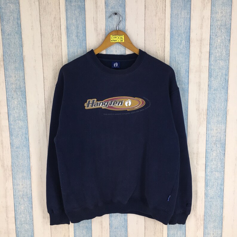 HANG TEN Sweatshirt Large Men Black Vintage 80/'s Jumper Crewneck Surfer Hawaiian Pipeline Aloha Da Hui Surfing Sweater Jumper Size L
