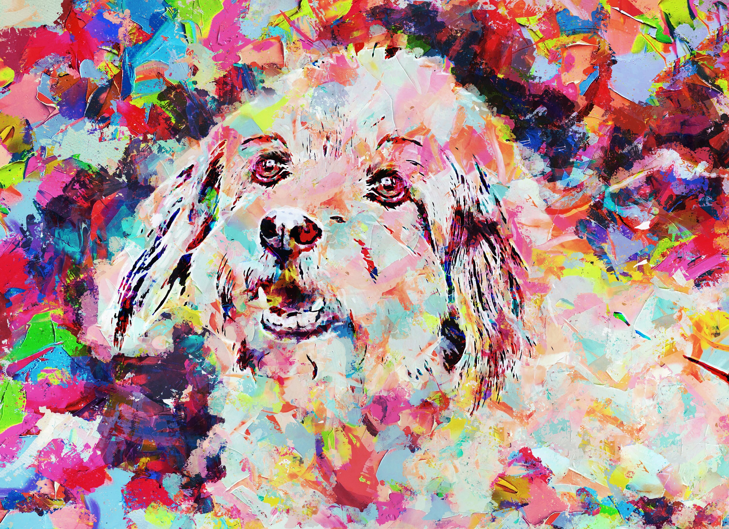 Colorful Dog Portrait Custom Dog Painting Custom Dog Art Etsy