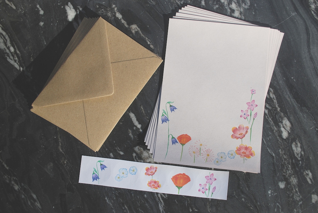 Wildflower Stationery Set, Recycled Eco Friendly Note Paper Gift for ...
