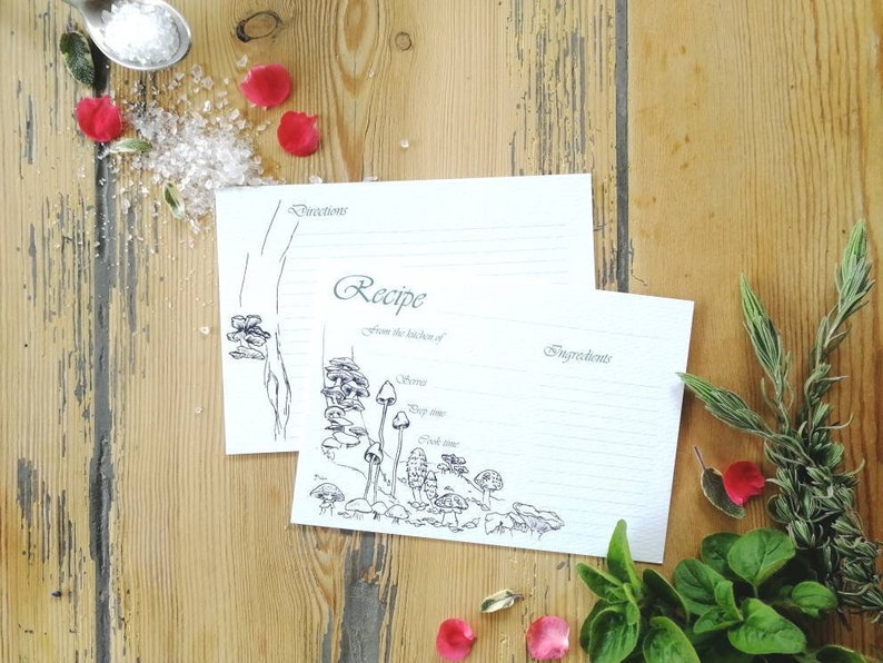mushroom recipe book cards illustrated a6 bridal shower recipe cards wedding favour or house warming gift recipe journal card recipe book and cards