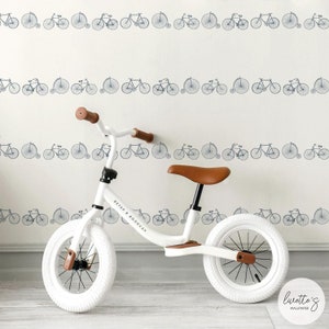 Transport Theme Nursery Neutral Peel And Stick Wallpaper Gender Neutral Boho Nursery Vintage Wallpaper Neutral Bikes Nursery Print Wallpaper
