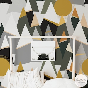 Peel And Stick Wallpaper Baby Nursery Wall Art Removable Temporary Wallpaper Gray Yellow Self Adhesive Kids Room Wall Mural Custom Made Wall