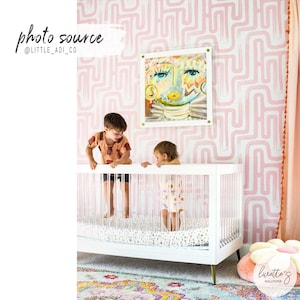 Cute Pink Wallpaper For Walls Abstract Line Print Kids Room Wallpaper Baby Pink Temporary Accent Wallpaper Cute Wallpaper Nursery Wall Art
