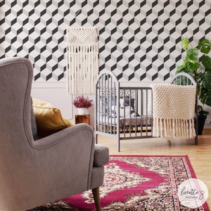 Eclectic Cube Wallpaper / Classical Geometric Design Removable or Traditional Wallpaper