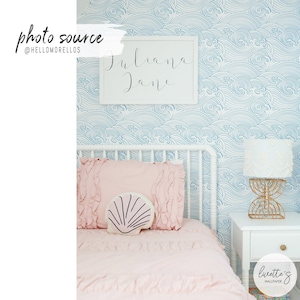 Blue Waves Baby Boy Removable Wallpaper, Nursery Nautical Decor, Removable Self adhesive or Traditional material