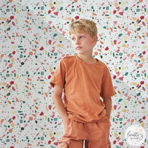 Colorful Pastel Terrazzo Wallpaper For Kids Room, Rainbow Color, Peel and Stick or Traditional wallpaper
