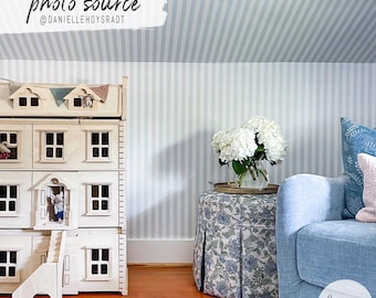 Light Blue Stripe Removable Wallpaper, Kids Room Decor