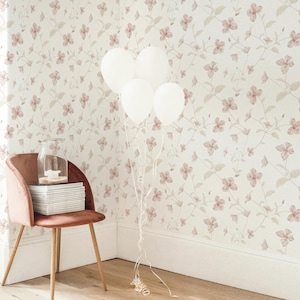 Cute Pastel Pink Wallpaper Floral Peel And Stick Wallpaper Pink Wallpaper For Kids Pink Floral Wallpaper Botanical Peel And Stick Wallpaper