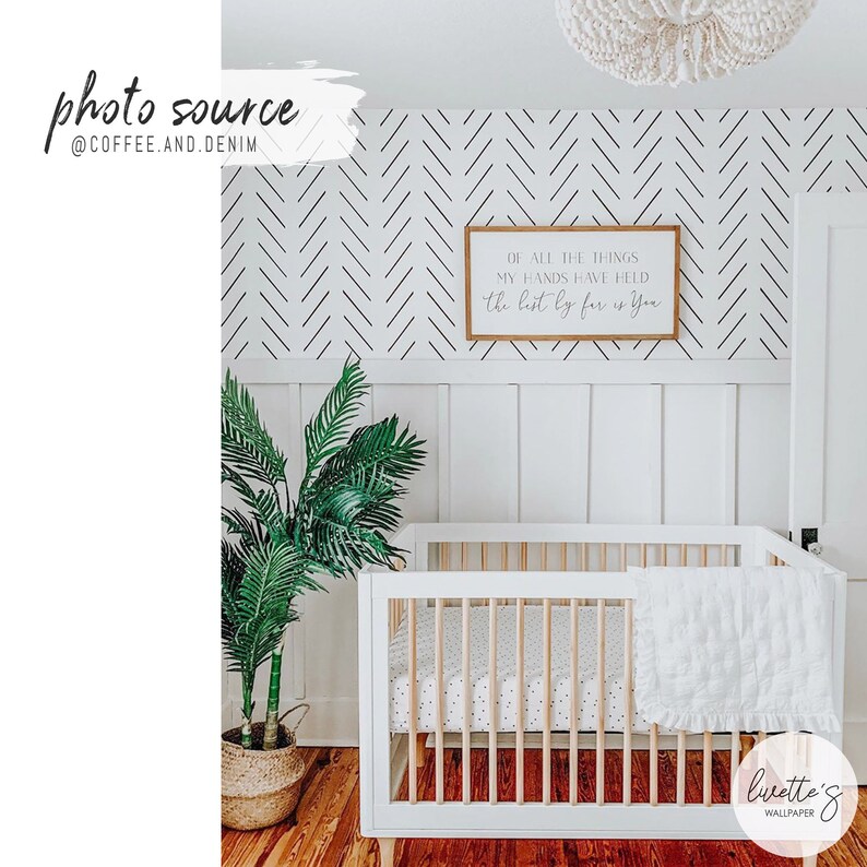 Black and white herringbone in a bohemian gender neutral nursery