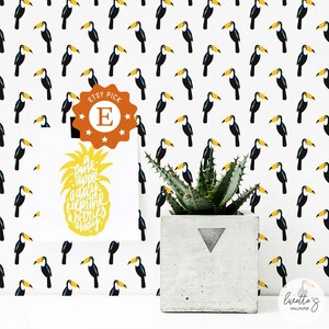 Tropical Removable Wallpaper, Toucan Bird Wallpaper / Traditional or Self adhesive Wallpaper L813