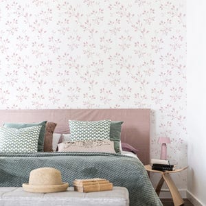 Pink Wildflower Removable Wallpaper, Flower Wall Mural / Traditional or self adhesive wallpaper