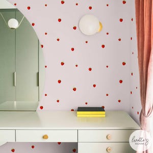 Pink Wallpaper Fruit Wallpaper Red Strawberry Print Wallpaper Cute Wallpapers For Girls Bedroom Cute Pink Wallpaper Fruit Theme Wallpaper
