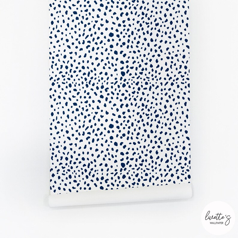 Kids Bedroom Animal Print Baby Girl Room Decor Wall Decal Navy Blue Dalmatian Removable Wallpaper