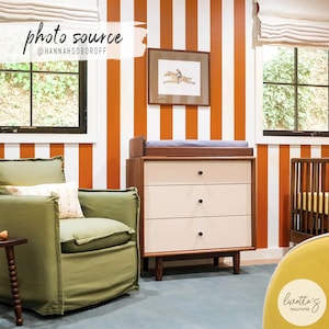 Warm Orange Stripes Wallpaper Oversized Stripe Wallpaper Removable Wallpaper Baby Bold Nursery Print Vertical Line Wallpaper Striped Wall