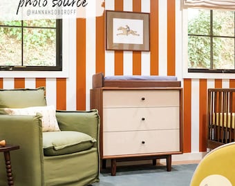 Orange Stripe Wallpaper, Bold Nursery Print, Removable Wallpaper