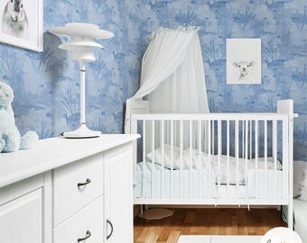 Blue Whale Nursery Wallpaper: Ocean Theme Removable Wall Print