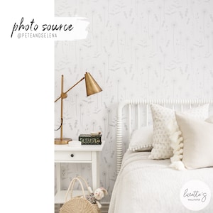 Grey Floral Peel and Stick Wallpaper, Nursery Accent Wall