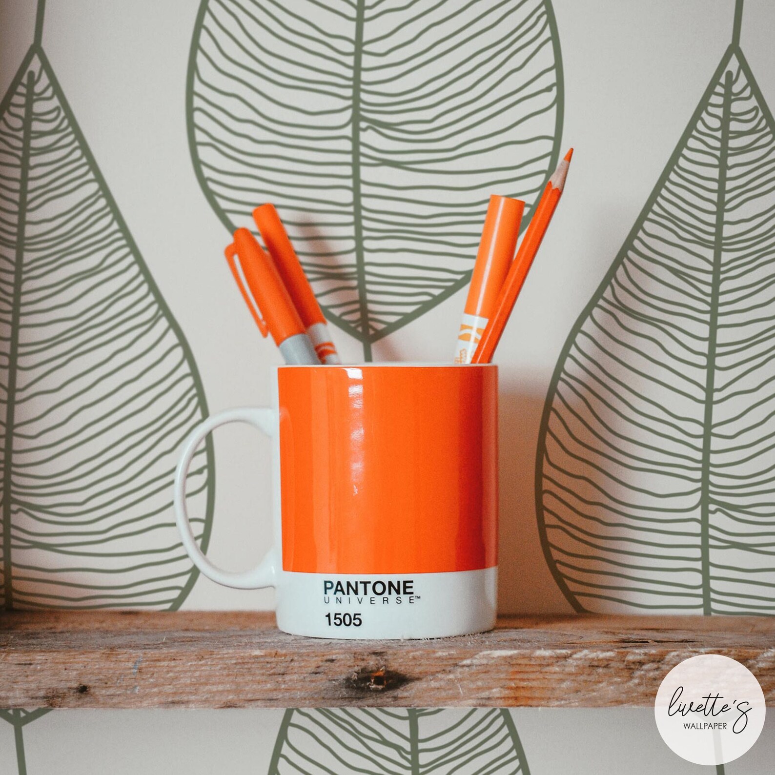 Olive Green Leaves Wallpaper Botanical Wallpaper / Available Etsy