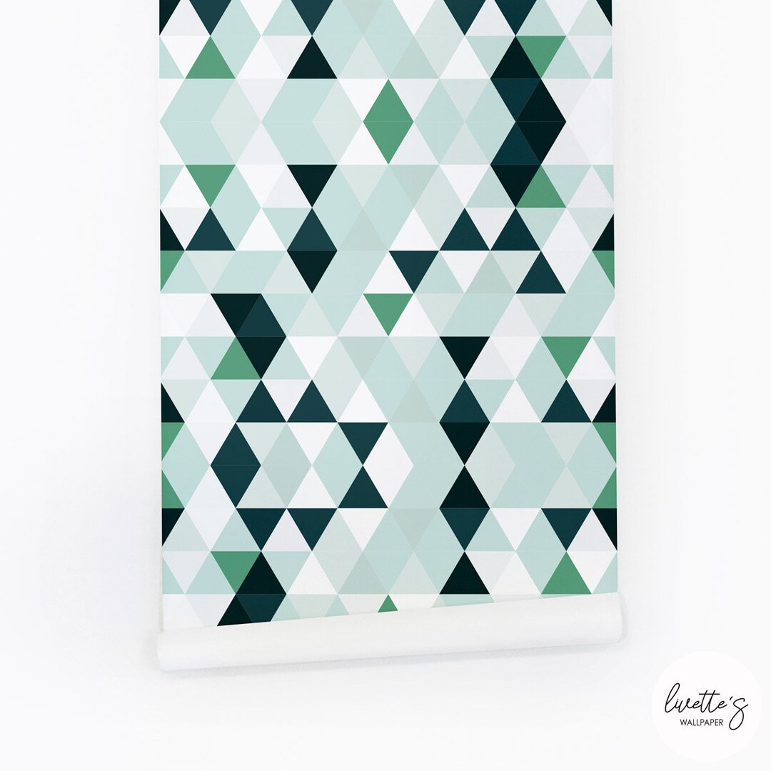 Green Geometric Peel and Stick Wallpaper, Removable Wall Art - Etsy