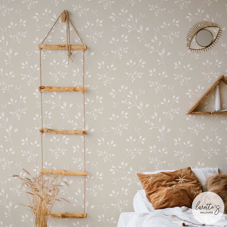 Wildflower removable wallpaper in boho interior design kids bedroom