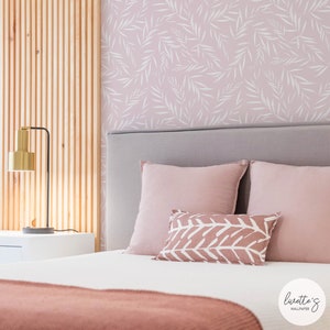 Pink Foliage Removable Wallpaper, Floral Wallpaper / Traditional or self adhesive wallpaper