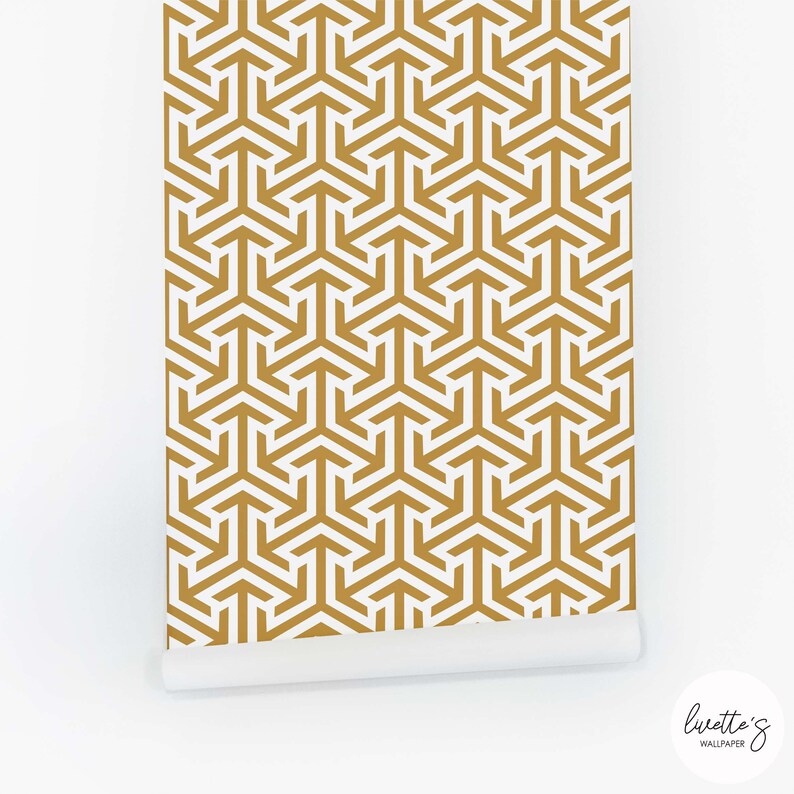 Panel of the retro print removable wallpaper in orche