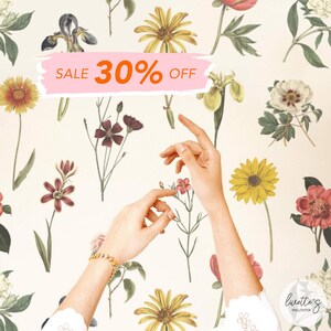 Floral Peel And Stick Wallpaper Cute Colorful Wallpaper Vintage Botanical Prints Wallpaper Color For Bedroom Wildflower Wallpaper Design