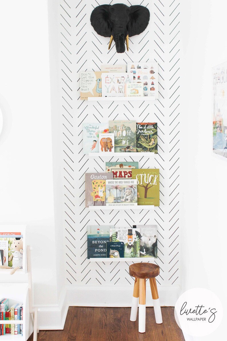 Black herringbone in a boho style kids room