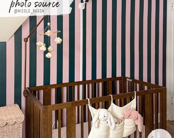 Oversized Stripes Wallpaper Green And Pink Wallpaper For Kids Nursery Striped Wallpaper Pattern