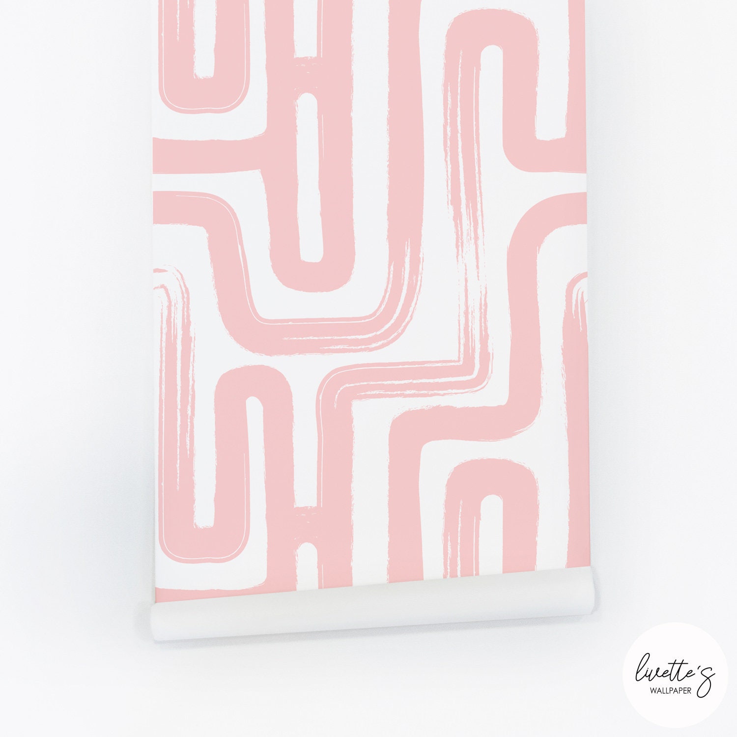 Pink Paintbrush Maze Removable Wallpaper Modern Boho Wall Art Etsy