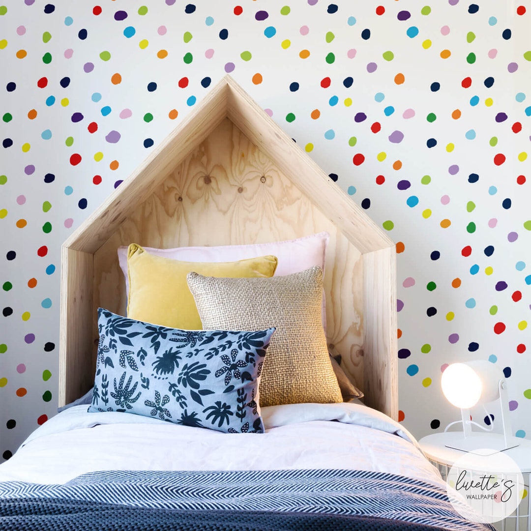 Colorful Polka Dot Wallpaper, Kids Room Decor (peel & Stick) - Etsy