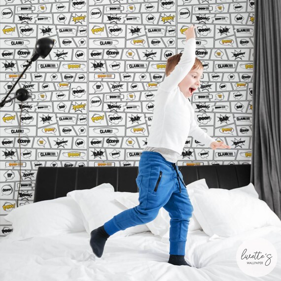Comic Book Wallpaper Boys Room Superhero Removable Peel And Stick Or Traditional Superman Avengers Incredibles