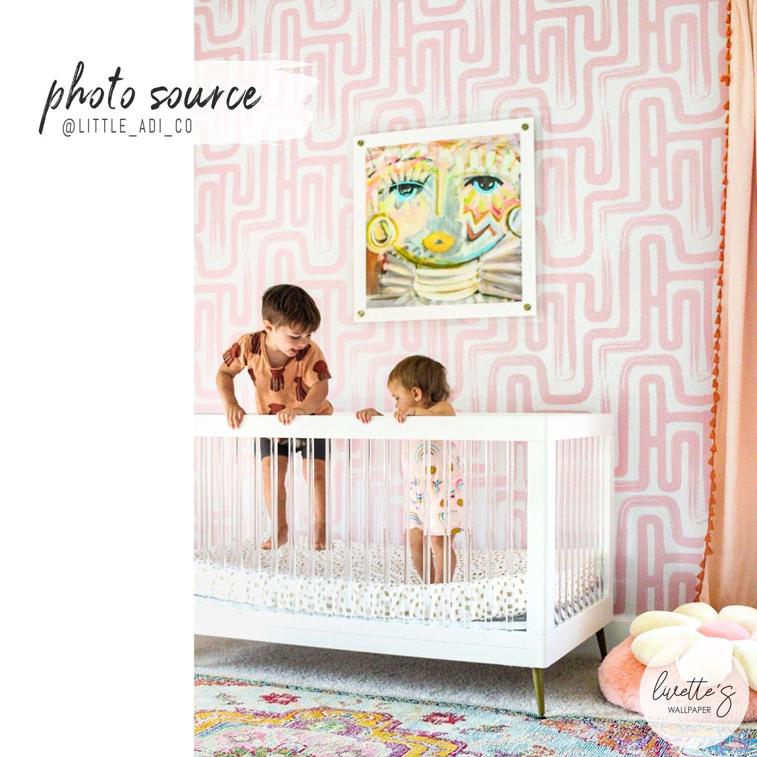 Pink Paintbrush Maze Removable Wallpaper Modern Boho Wall Art Etsy