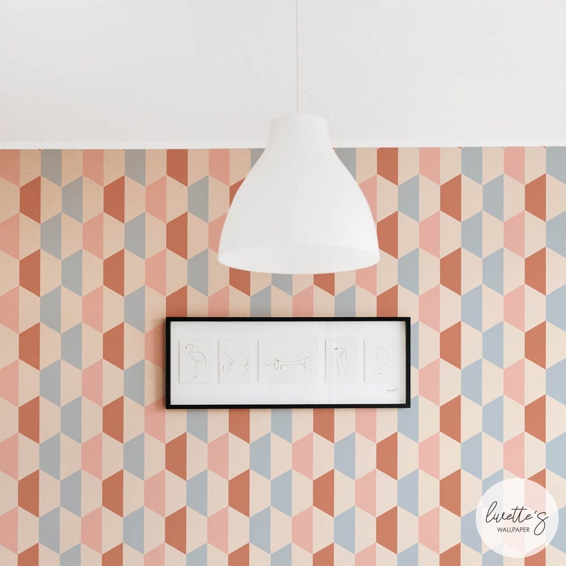 Geometric Pink Kids Room Removable Wallpaper Traditional Or Temporary Material Dexis Iberica Home Living Room Removable Wallpaper Traditional, Can You Line A Lampshade With Wallpaper