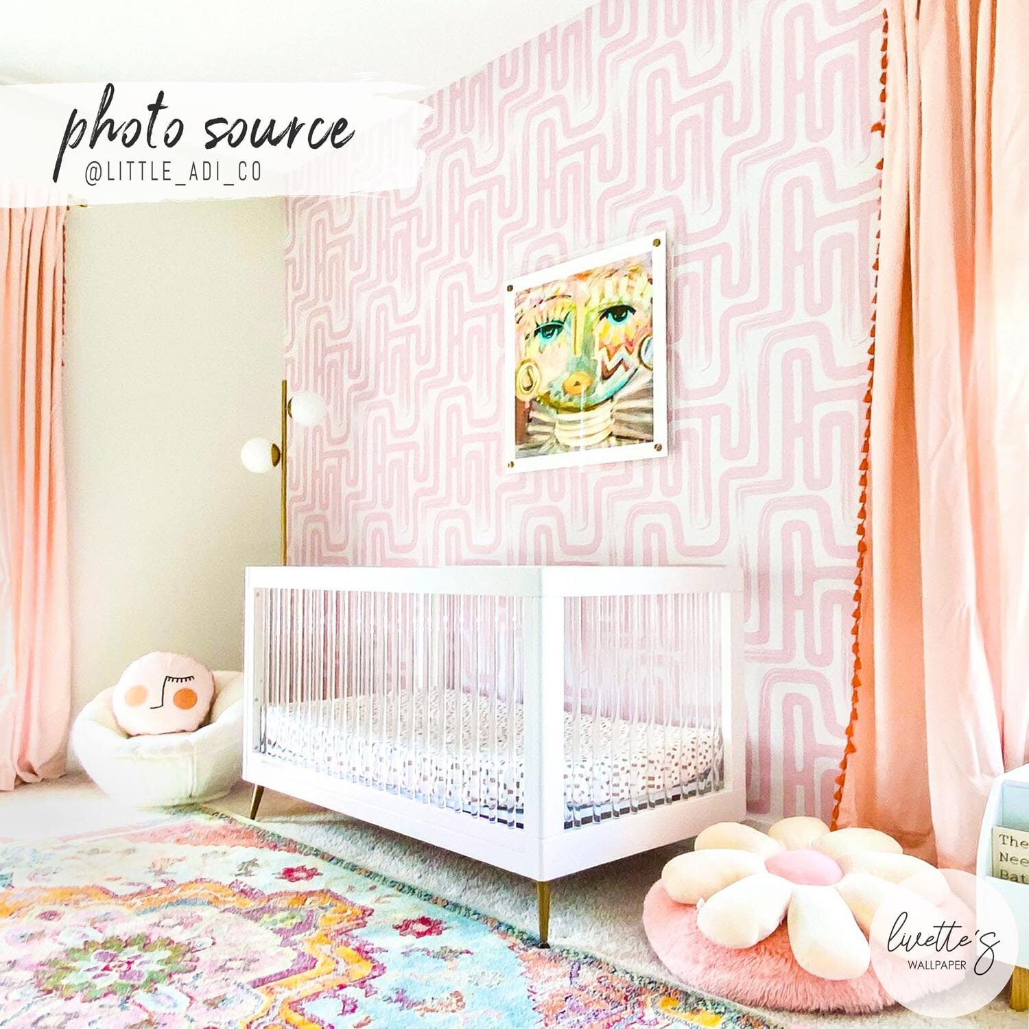 Pink Paintbrush Maze Removable Wallpaper Modern Boho Wall Art Etsy