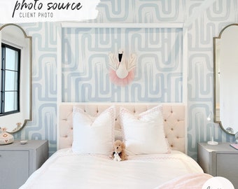 Blue Paintbrush Maze Wallpaper, Bohemian Kids Room, Removable or Traditional